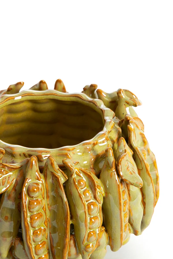 Vase deco 23,5x22,5x15 cm FABA ceramics olive green-brown