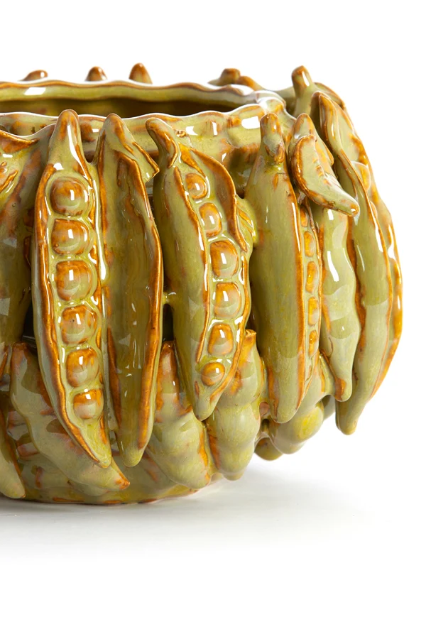 Vase deco 23,5x22,5x15 cm FABA ceramics olive green-brown