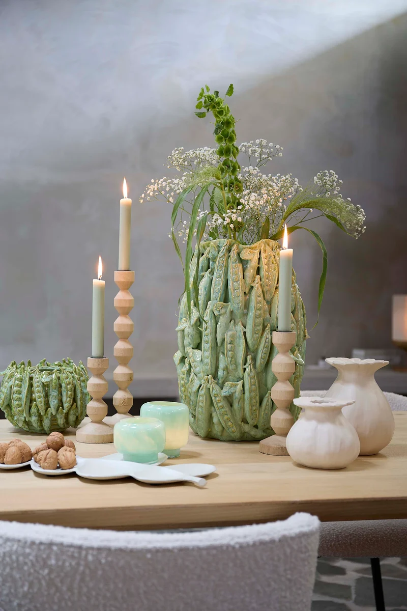 Vase deco 23,5x22,5x15 cm FABA ceramics mint green