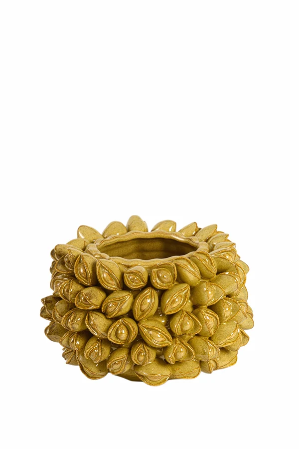 Vase deco 23,5x15 cm ANABELA ceramics olive green-brown