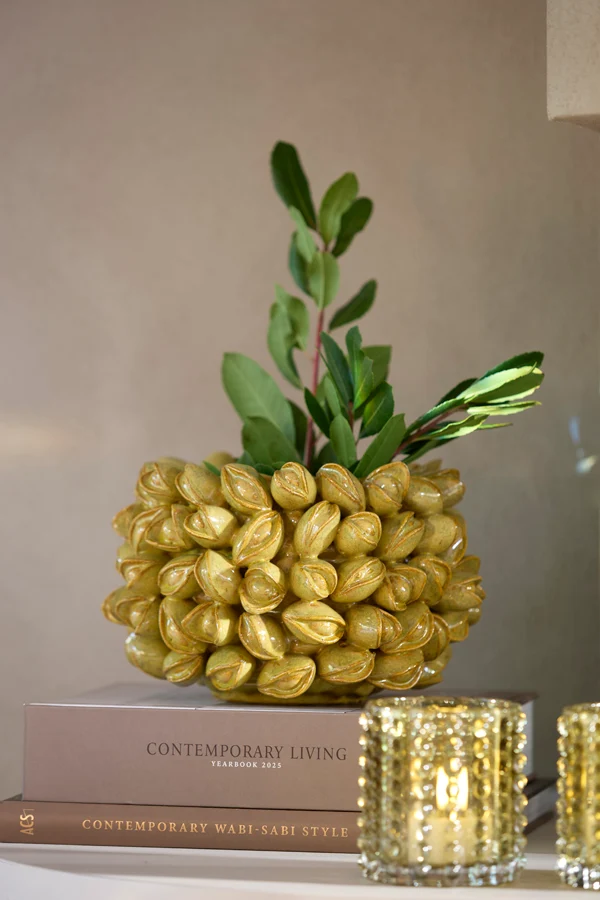 Vase deco 23,5x15 cm ANABELA ceramics olive green-brown