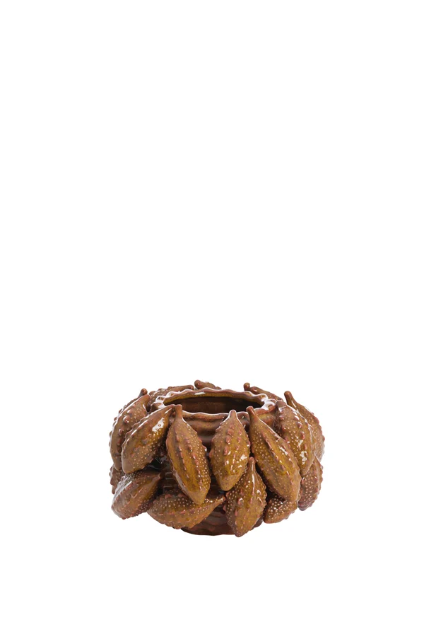 Vase deco 23,5x15,5 cm PALATIK ceramics cognac brown