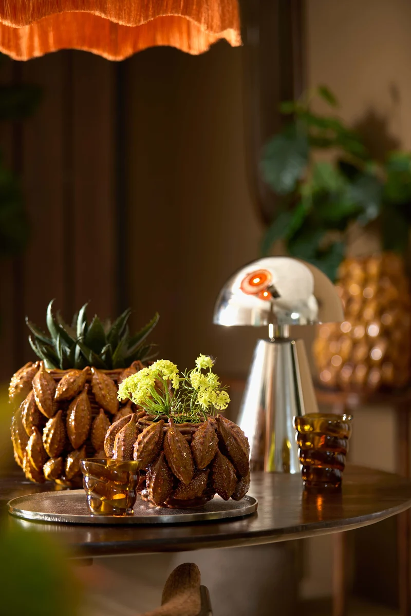 Vase deco 23,5x15,5 cm PALATIK ceramics cognac brown