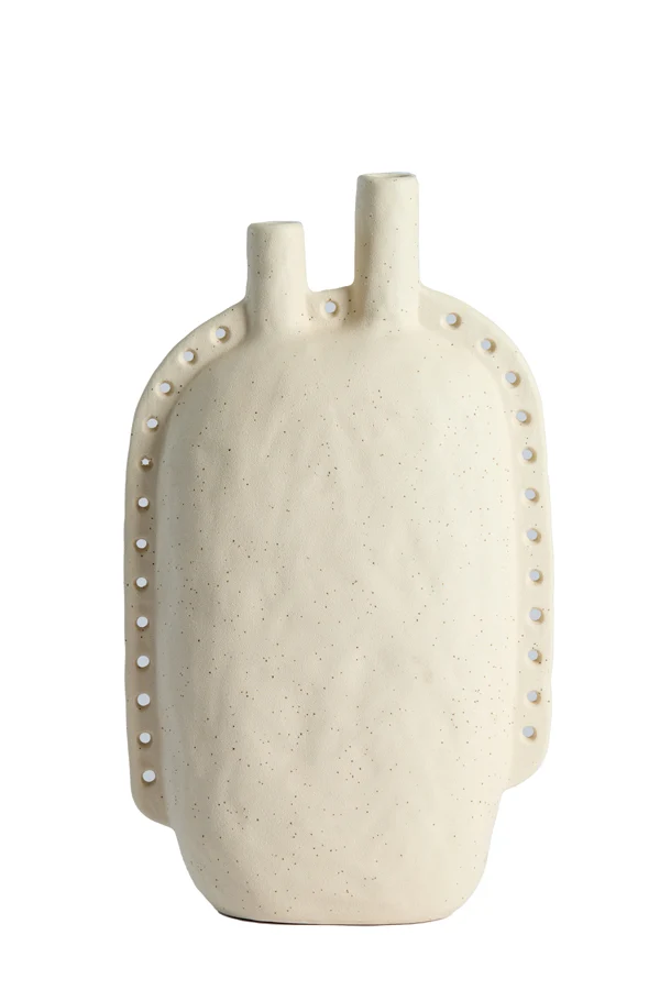 Vase deco 22x9x38 cm VARAZZA ceramics matt beige