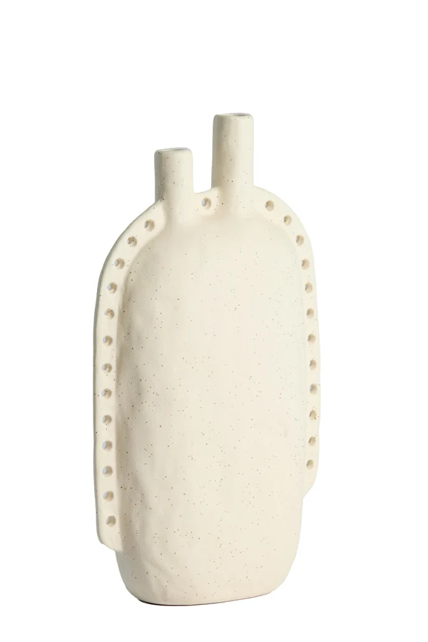 Vase deco 22x9x38 cm VARAZZA ceramics matt beige