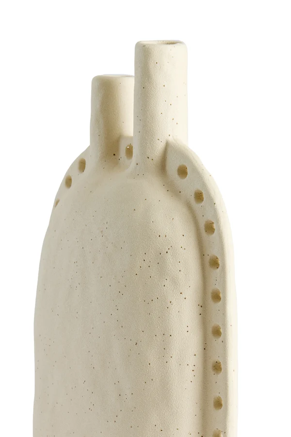 Vase deco 22x9x38 cm VARAZZA ceramics matt beige