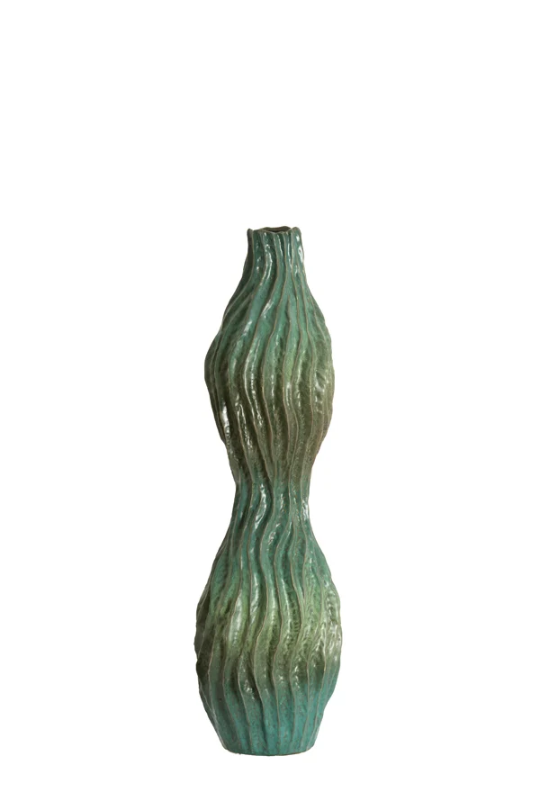 Vase deco 21,5x21x76 cm VANIA ceramics petrol