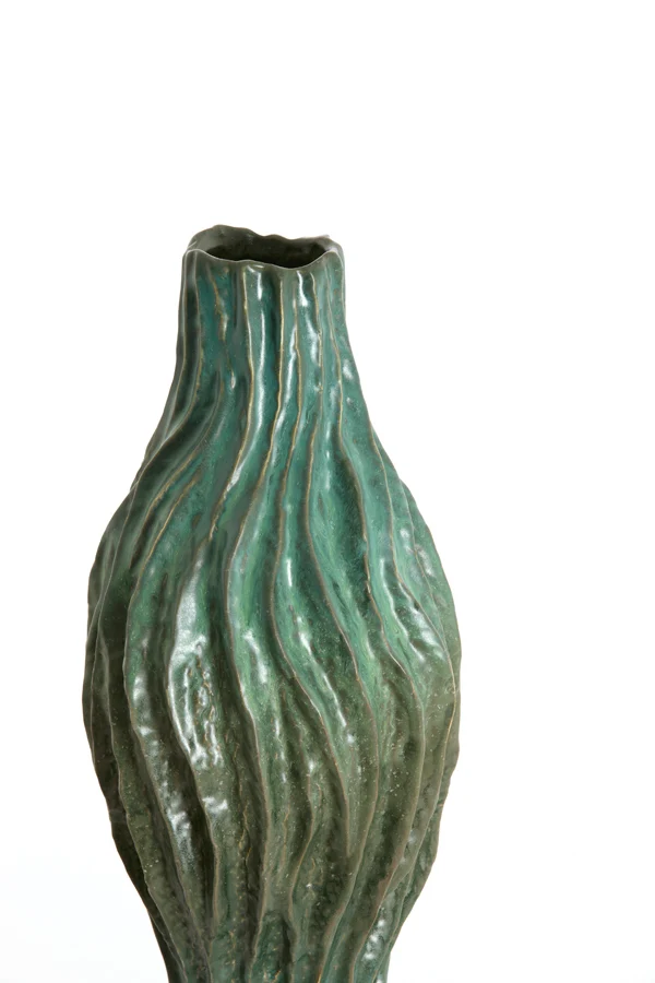 Vase deco 21,5x21x76 cm VANIA ceramics petrol