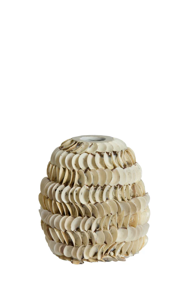 Vase deco 20x21 cm SARRIA bamboo+shell cream