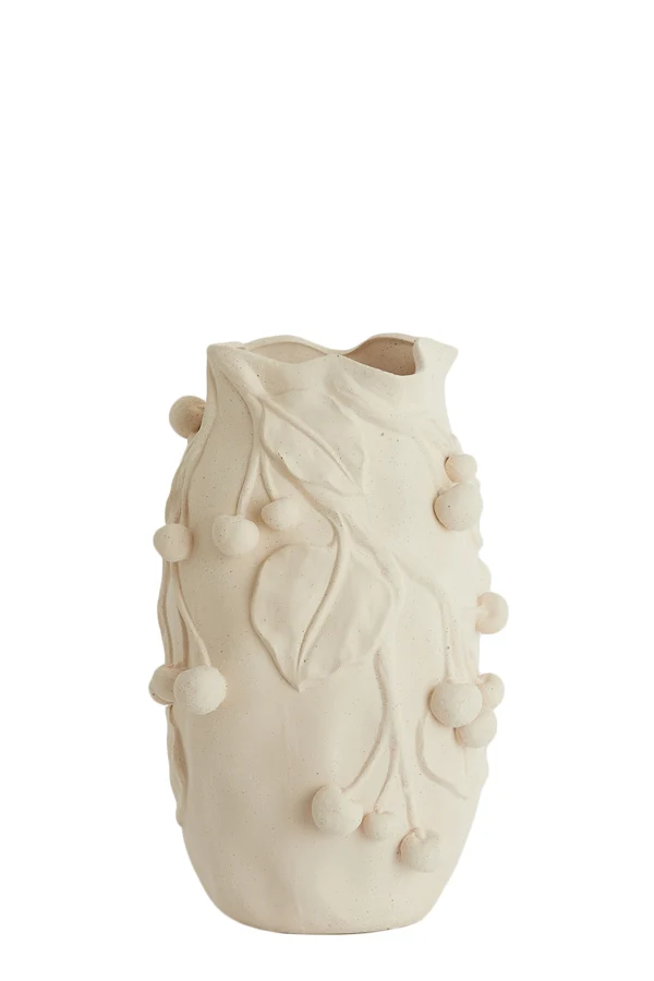 Vase deco 20x19,5x30,5 cm CHERRY ceramics matt cream