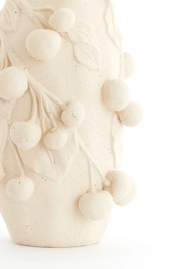 Vase deco 20x19,5x30,5 cm CHERRY ceramics matt cream