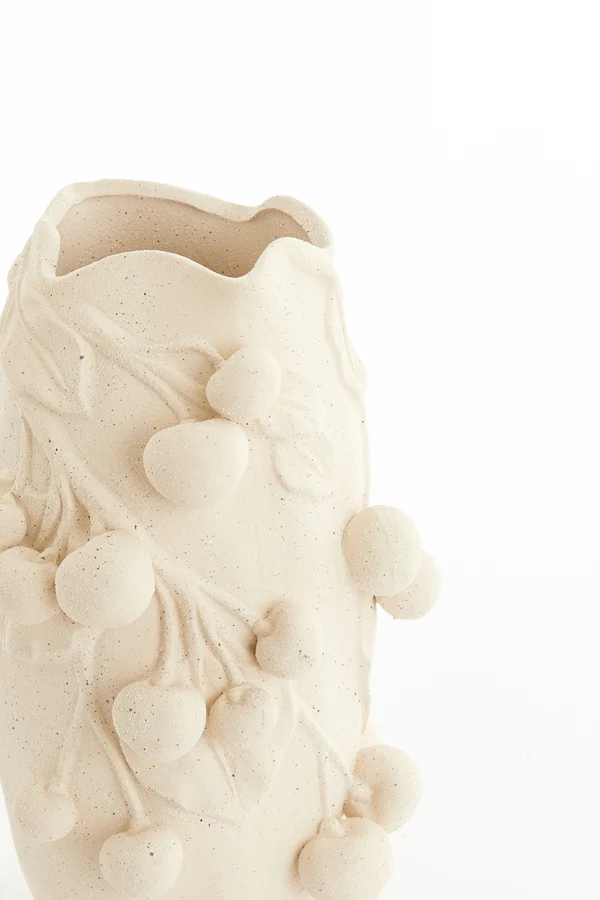 Vase deco 20x19,5x30,5 cm CHERRY ceramics matt cream