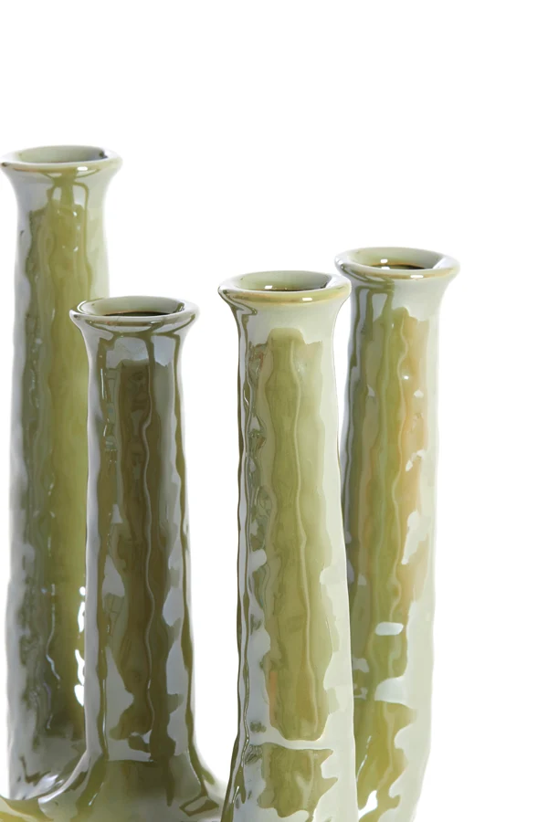 Vase deco 20x14x25 cm LEONJO ceramics oil light green