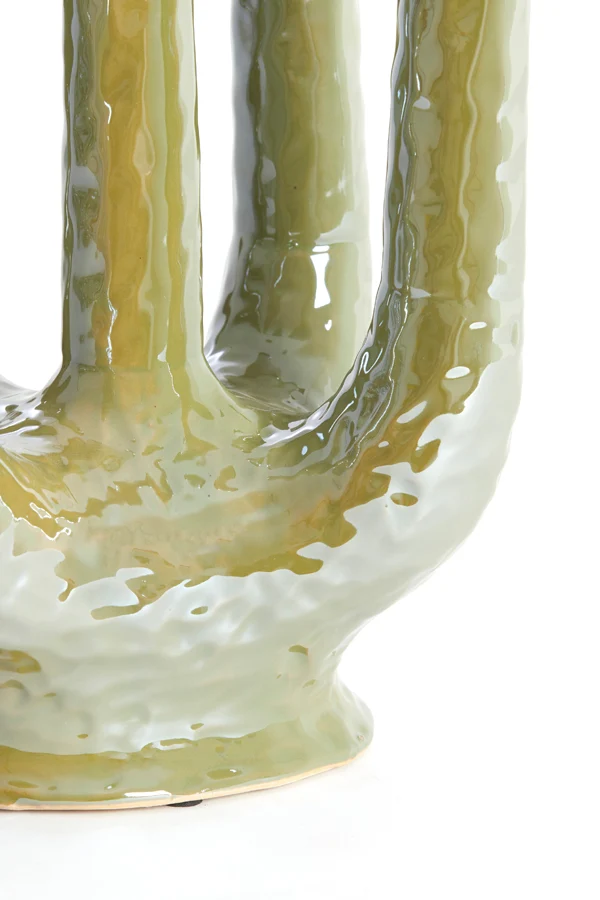 Vase deco 20x14x25 cm LEONJO ceramics oil light green