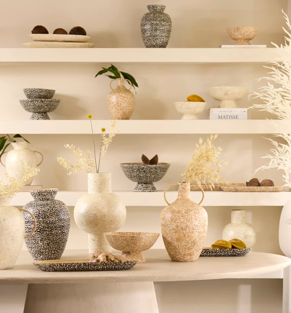 Vase deco 24x38 cm GIRONA bamboo cream