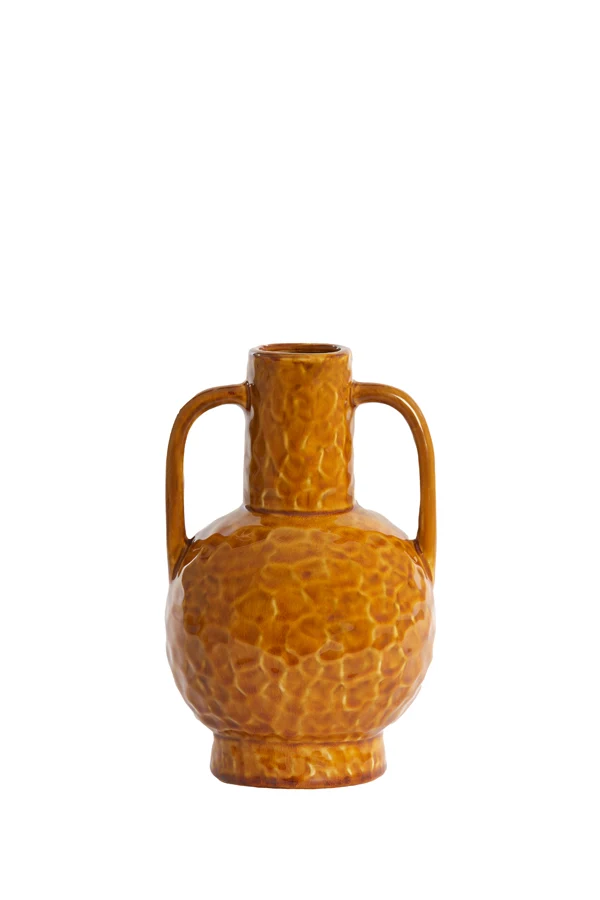 Vase deco 16x25,5 cm ZIRO ceramics shiny ocher yellow