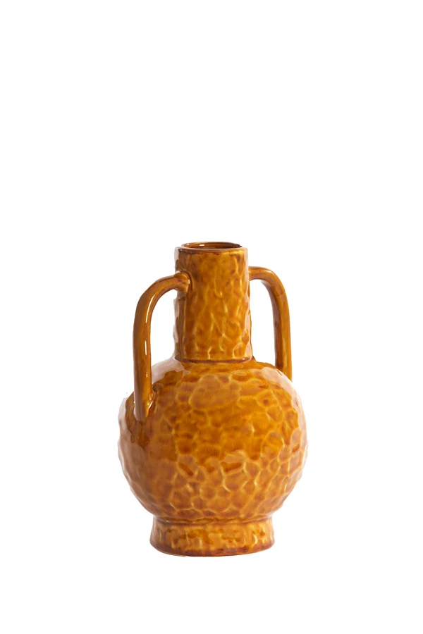 Vase deco 16x25,5 cm ZIRO ceramics shiny ocher yellow