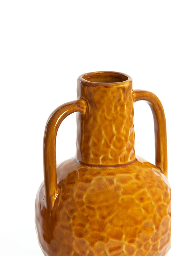 Vase deco 16x25,5 cm ZIRO ceramics shiny ocher yellow