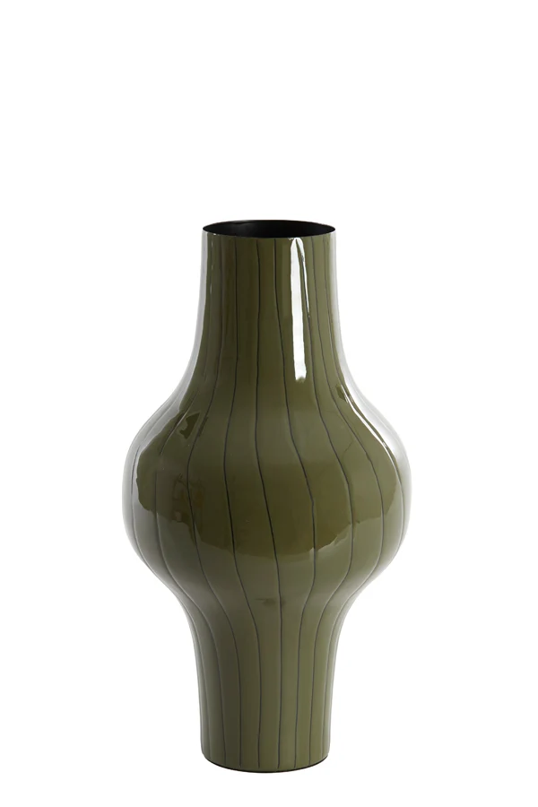 Vase deco 22x40 cm SINDO shiny dark olive green+black