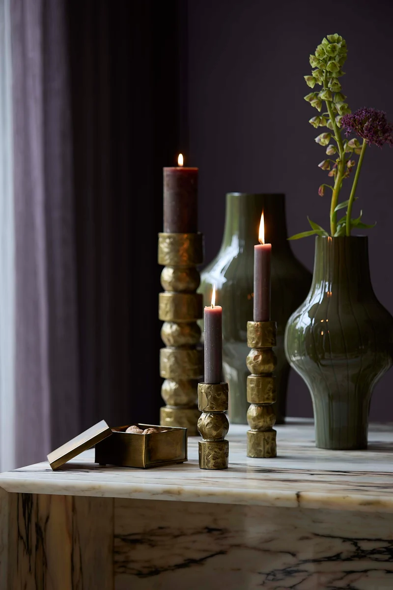 Vase deco 22x40 cm SINDO shiny dark olive green+black