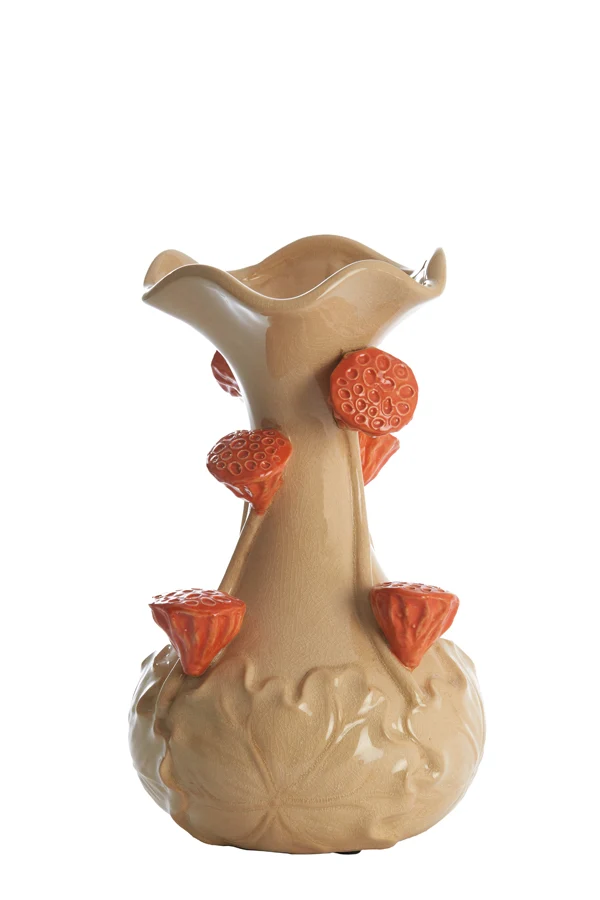 Vase deco 20x32 cm ODALI ceramics cream+orange