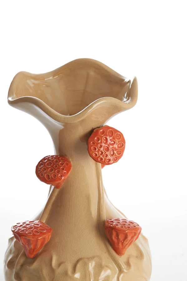 Vase deco 20x32 cm ODALI ceramics cream+orange