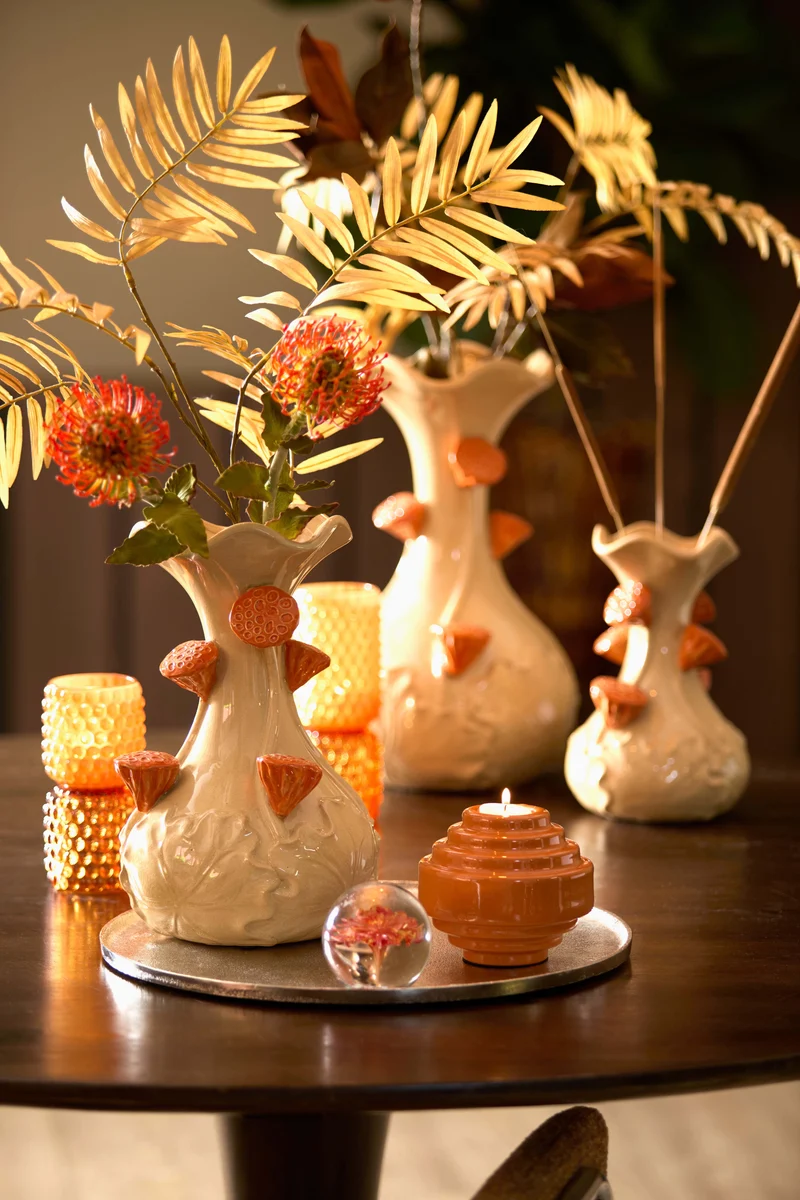 Vase deco 20x32 cm ODALI ceramics cream+orange