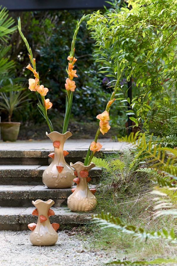 Vase deco 20x32 cm ODALI ceramics cream+orange