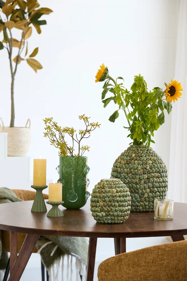 Vase deco 20,5x21,5 cm SHELL green