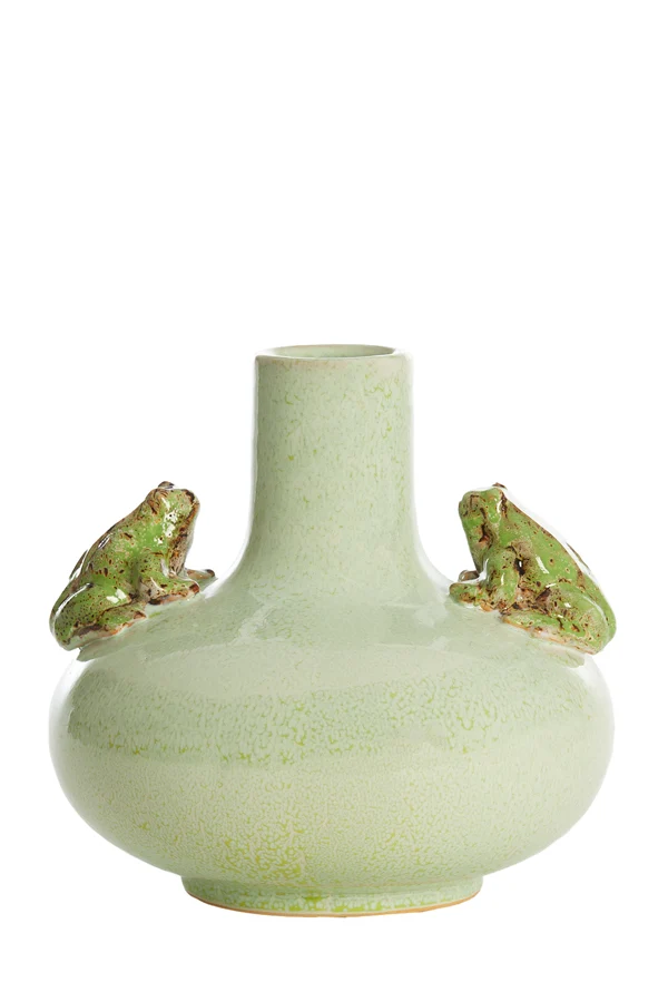 Vase deco 26x25 cm FROG ceramics mint green+green