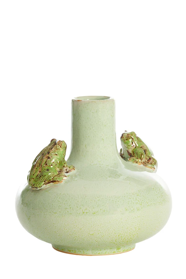 Vase deco 26x25 cm FROG ceramics mint green+green