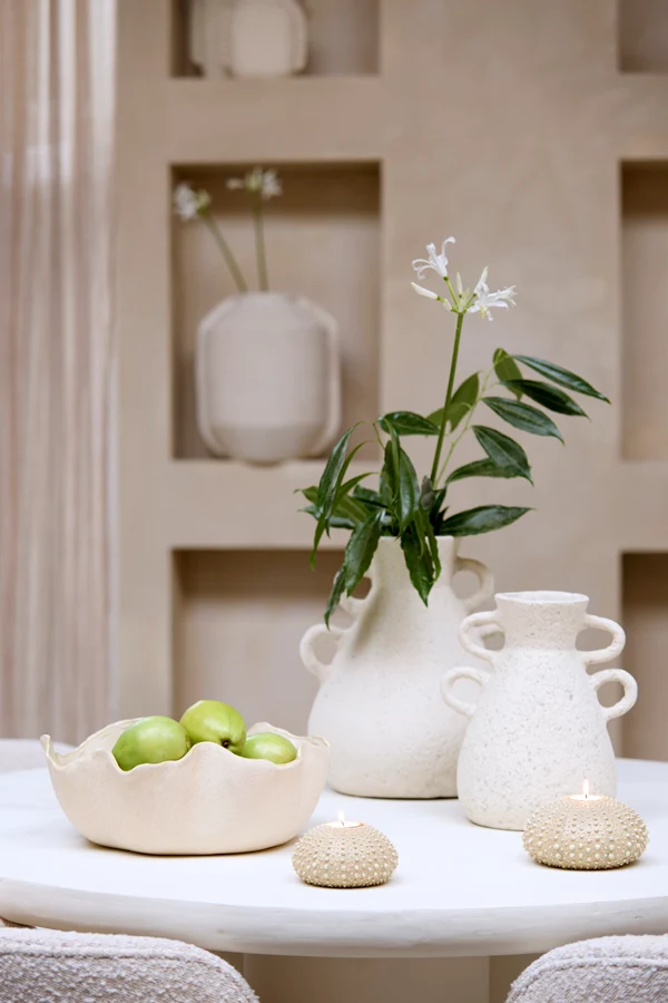Vase deco 26x20x30 cm ZEPHAN matt cream