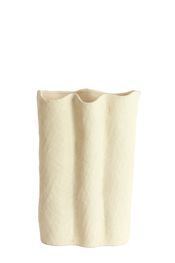 Vase deco 26x14x40 cm FLOVILLA ceramics cream