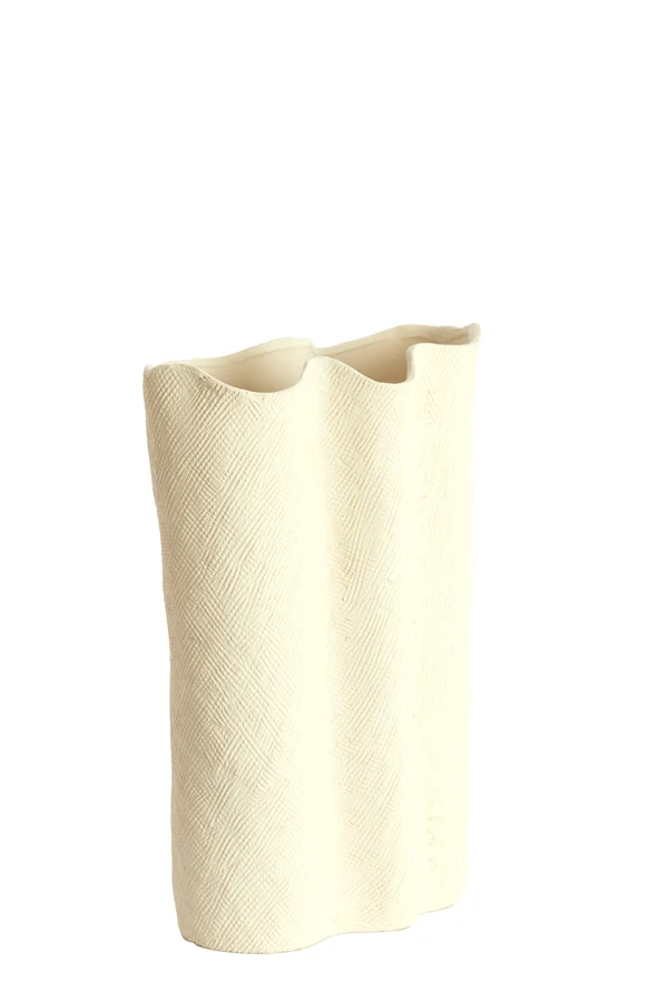 Vase deco 26x14x40 cm FLOVILLA ceramics cream