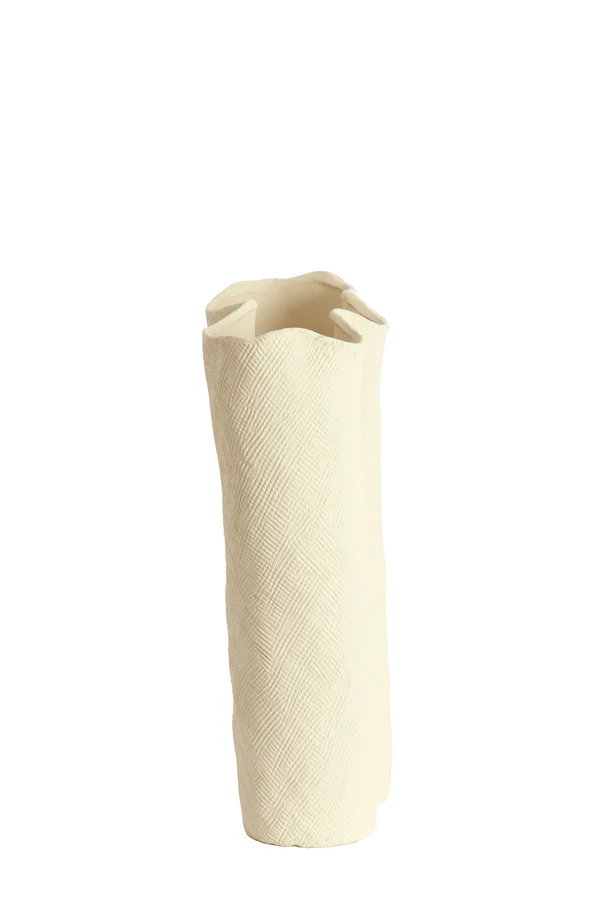 Vase deco 26x14x40 cm FLOVILLA ceramics cream