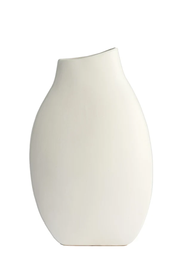 Vase deco 26x11x41,5 cm VOLANO ceramics matt cream