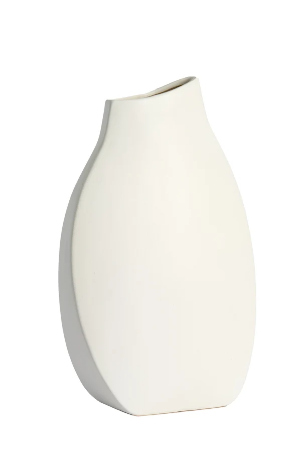 Vase deco 26x11x41,5 cm VOLANO ceramics matt cream