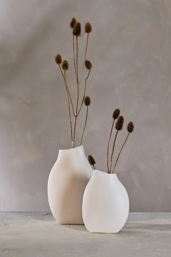 Vase deco 26x11x41,5 cm VOLANO ceramics matt cream