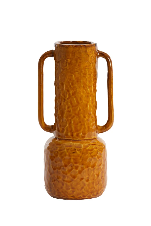 Vase deco 18x14,5x34,5 cm ZIRO ceramics shiny ocher yellow