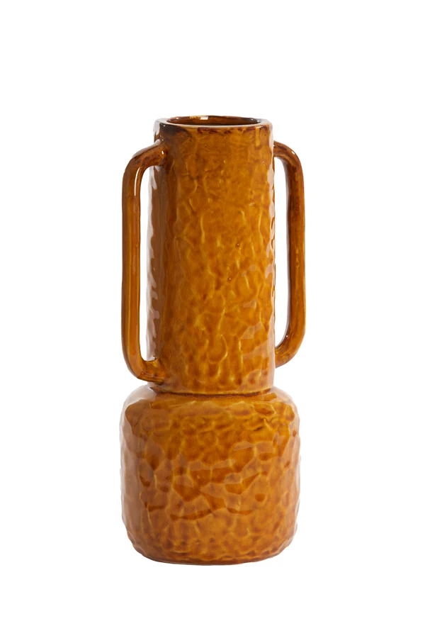 Vase deco 18x14,5x34,5 cm ZIRO ceramics shiny ocher yellow