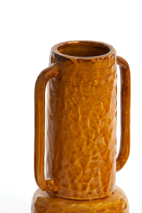Vase deco 18x14,5x34,5 cm ZIRO ceramics shiny ocher yellow