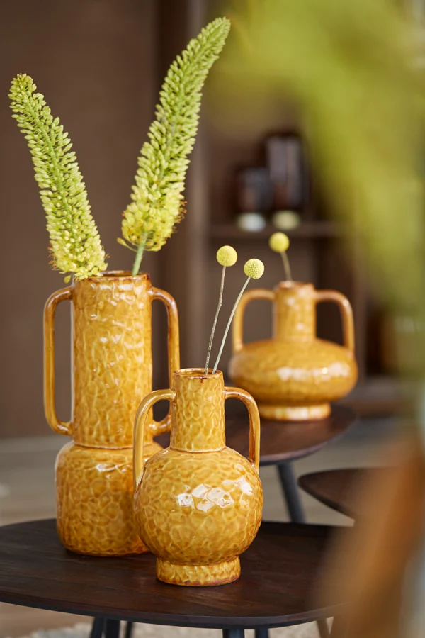 Vase deco 18x14,5x34,5 cm ZIRO ceramics shiny ocher yellow