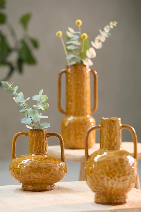 Vase deco 18x14,5x34,5 cm ZIRO ceramics shiny ocher yellow