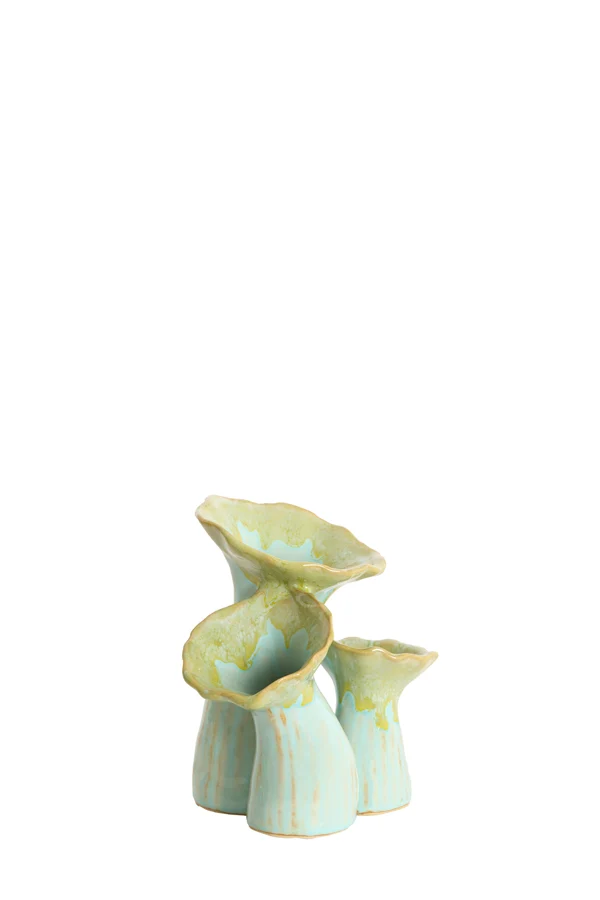 Vase deco 18x13x17,5 cm MISURINA ceramics lht green+lht blue