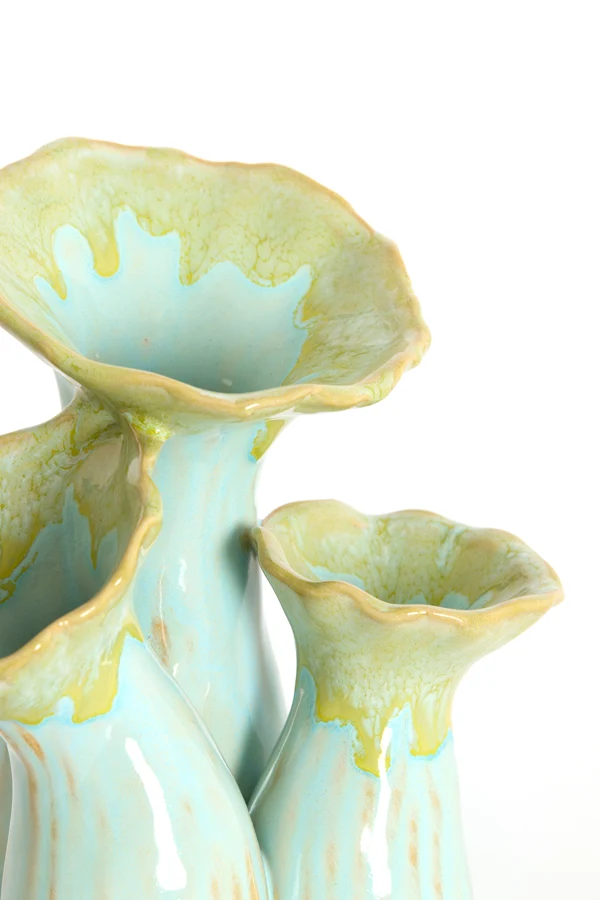 Vase deco 18x13x17,5 cm MISURINA ceramics lht green+lht blue