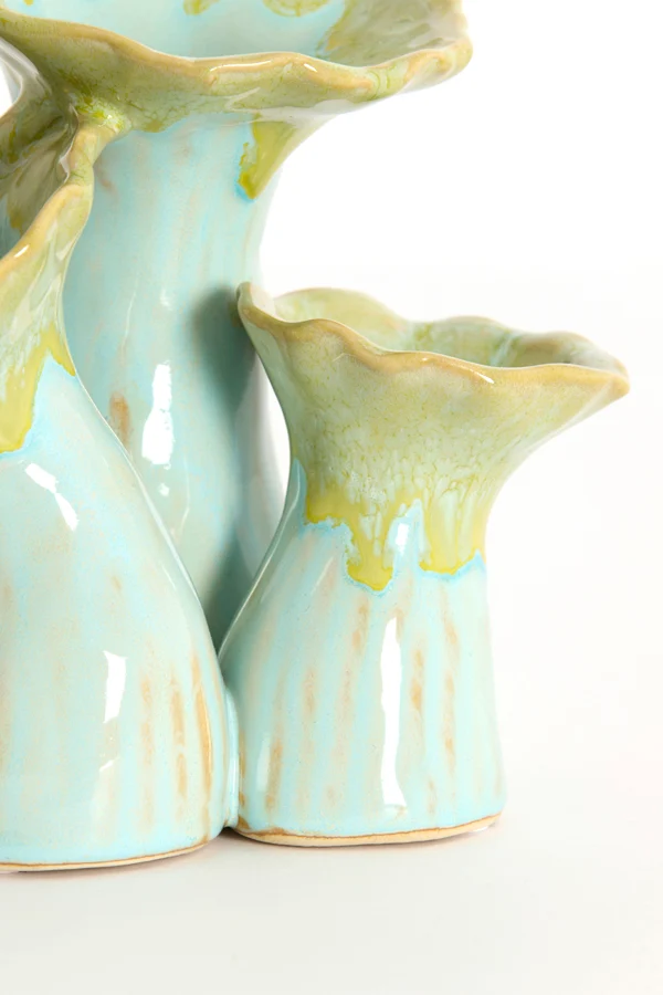 Vase deco 18x13x17,5 cm MISURINA ceramics lht green+lht blue