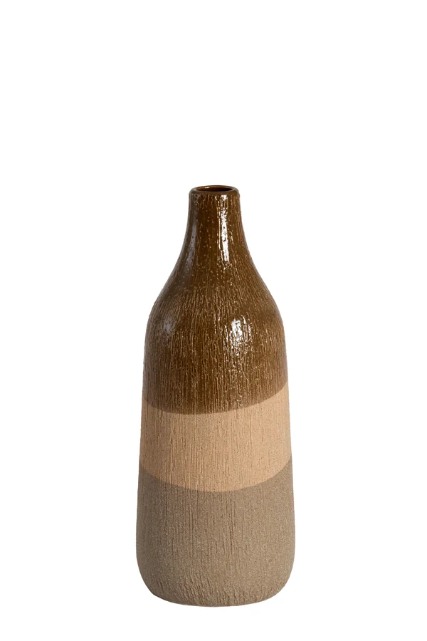 Vase deco 14x36,5 cm ZUBIRI ceramics brown+beige+taupe
