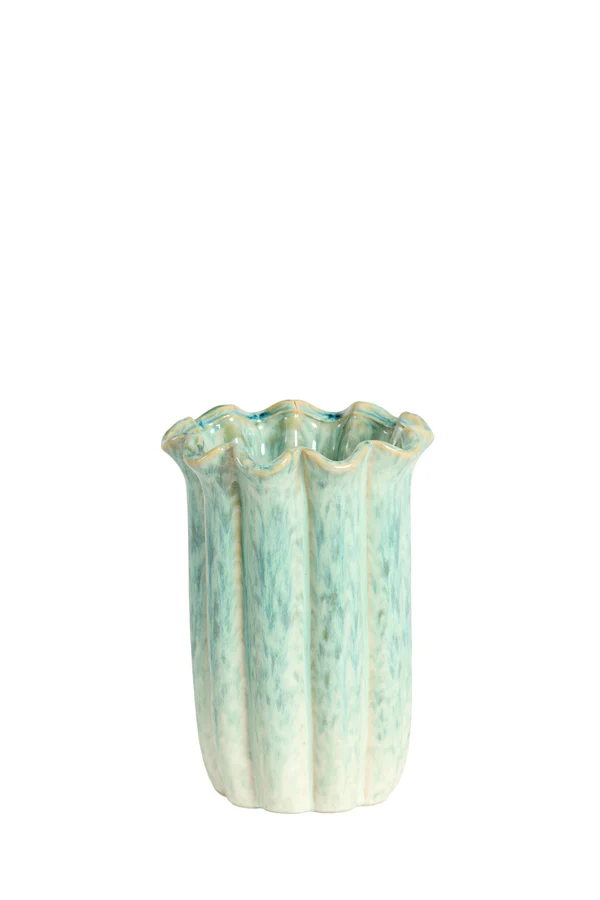 Vase deco 16x23 cm SEDONI ceramics green+light blue
