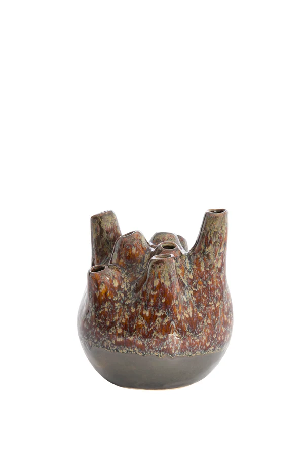 Vase deco 16x18 cm COSENZA ceramics brown+bronze