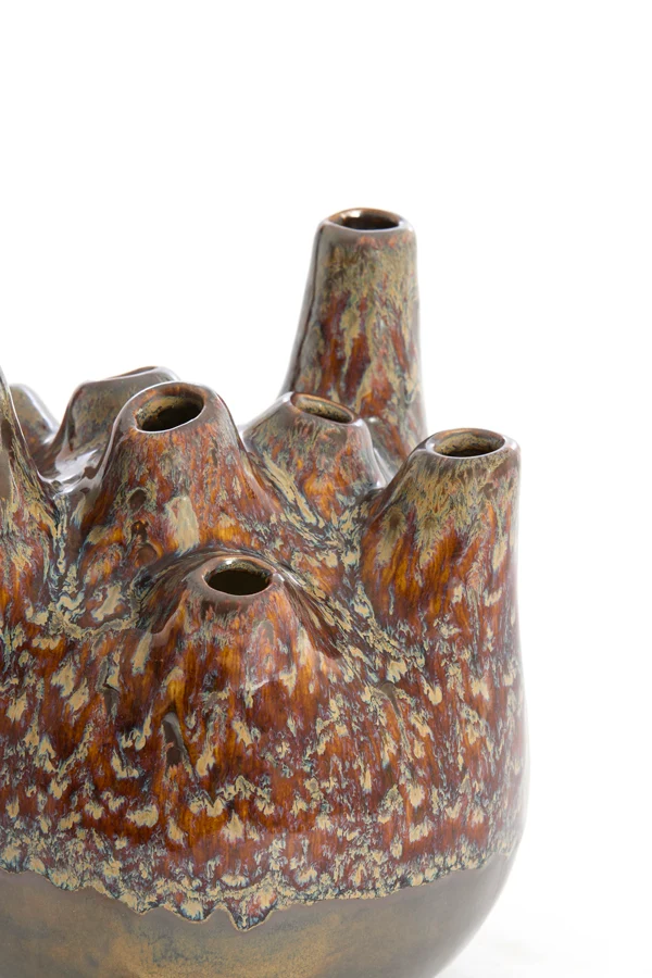 Vase deco 16x18 cm COSENZA ceramics brown+bronze